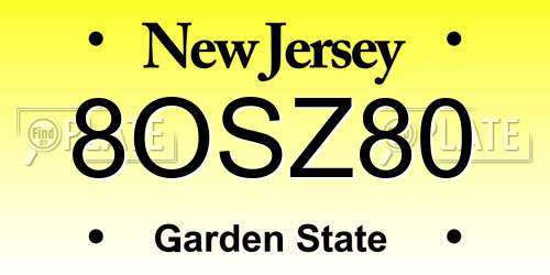 8OSZ80 New Jersey License Plate