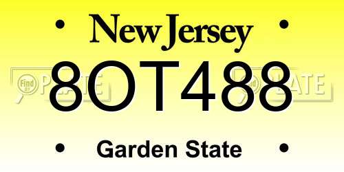 8OT488 New Jersey License Plate