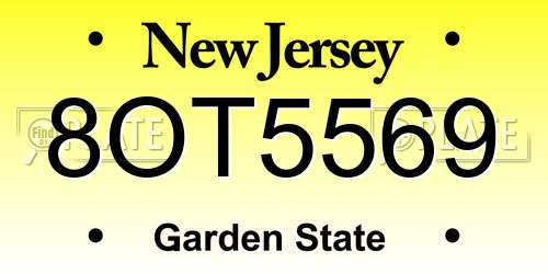 8OT5569 New Jersey License Plate