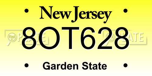 8OT628 New Jersey License Plate