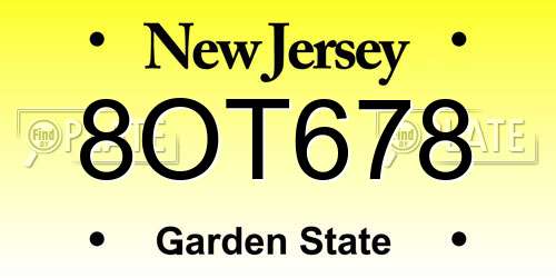 8OT678 New Jersey License Plate