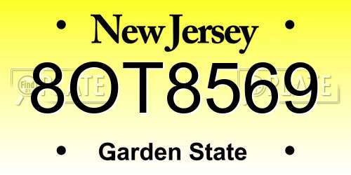 8OT8569 New Jersey License Plate