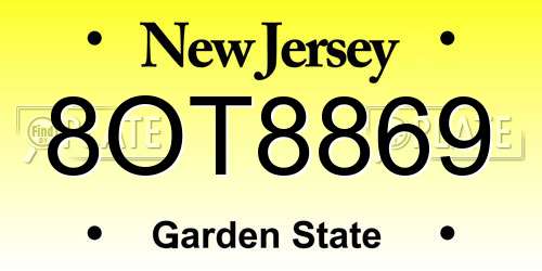 8OT8869 New Jersey License Plate