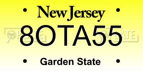 8OTA55 New Jersey License Plate