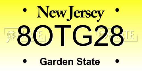 8OTG28 New Jersey License Plate