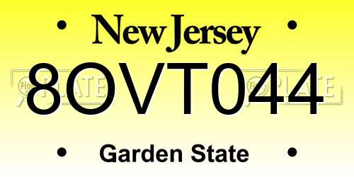 8OVT044 New Jersey License Plate