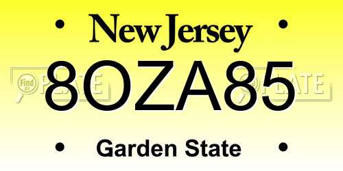 8OZA85 New Jersey License Plate