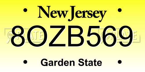 8OZB569 New Jersey License Plate