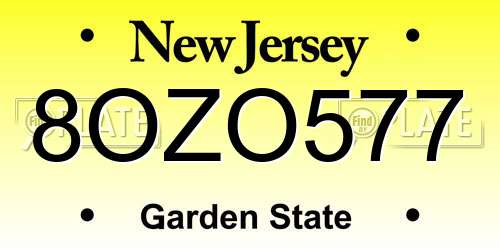 8OZO577 New Jersey License Plate
