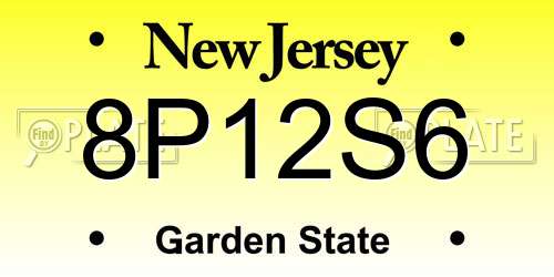 8P12S6 New Jersey License Plate