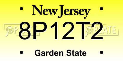 8P12T2 New Jersey License Plate