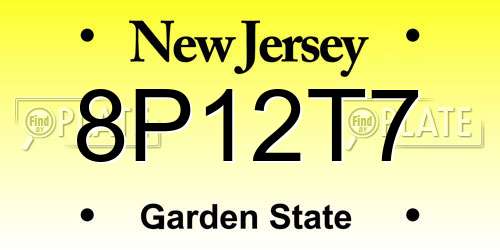 8P12T7 New Jersey License Plate