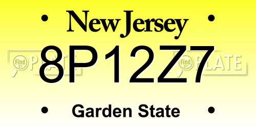 8P12Z7 New Jersey License Plate