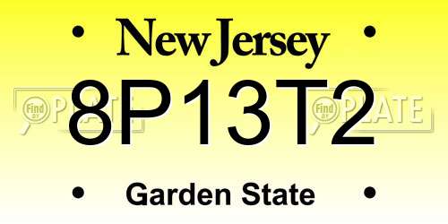 8P13T2 New Jersey License Plate
