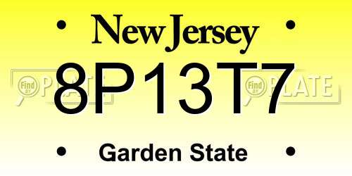 8P13T7 New Jersey License Plate