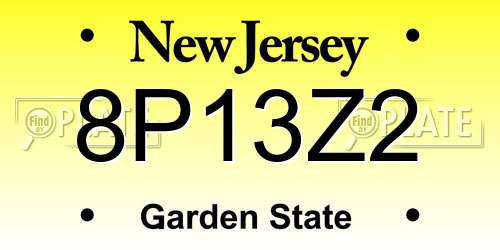 8P13Z2 New Jersey License Plate