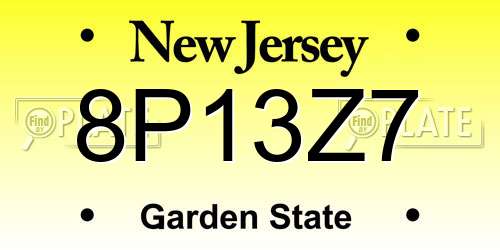 8P13Z7 New Jersey License Plate