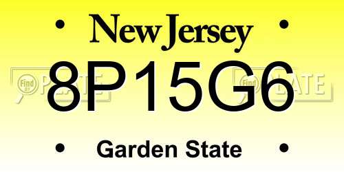 8P15G6 New Jersey License Plate