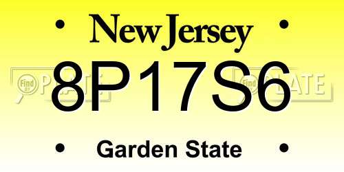 8P17S6 New Jersey License Plate