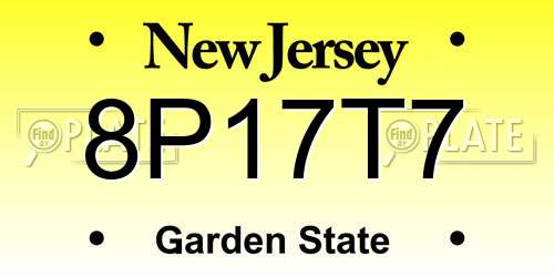 8P17T7 New Jersey License Plate