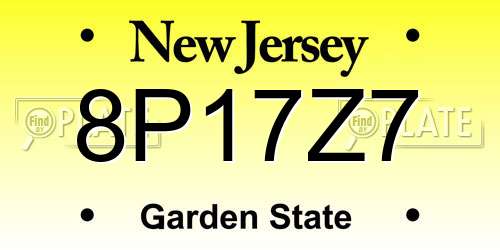8P17Z7 New Jersey License Plate