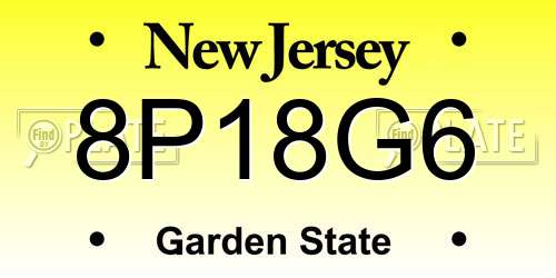 8P18G6 New Jersey License Plate