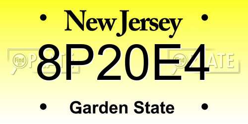 8P20E4 New Jersey License Plate