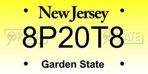 8P20T8 New Jersey License Plate