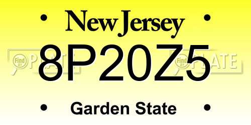 8P20Z5 New Jersey License Plate