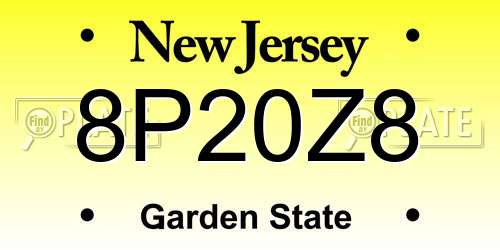 8P20Z8 New Jersey License Plate
