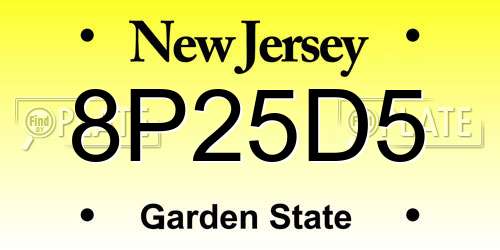 8P25D5 New Jersey License Plate