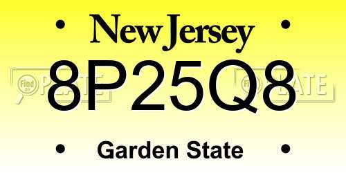 8P25Q8 New Jersey License Plate