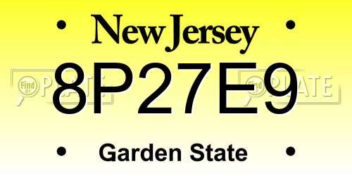 8P27E9 New Jersey License Plate
