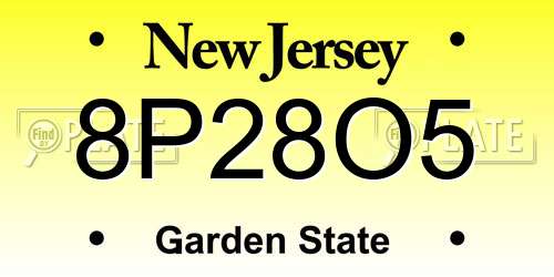 8P28O5 New Jersey License Plate