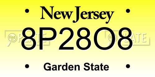8P28O8 New Jersey License Plate