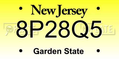 8P28Q5 New Jersey License Plate