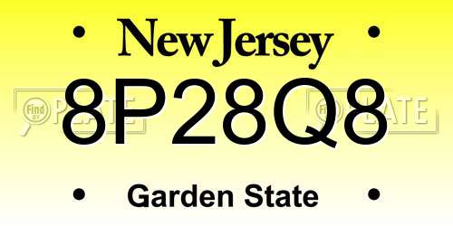 8P28Q8 New Jersey License Plate