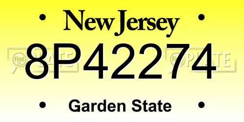 8P42274 New Jersey License Plate