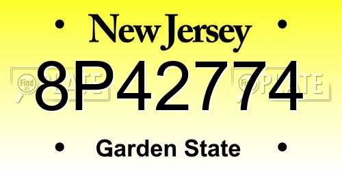 8P42774 New Jersey License Plate