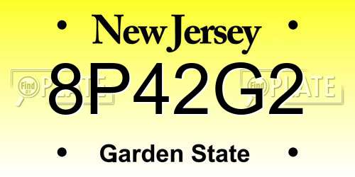 8P42G2 New Jersey License Plate