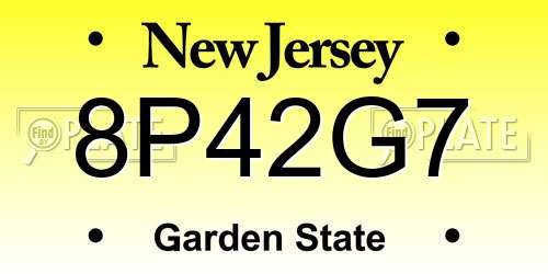 8P42G7 New Jersey License Plate