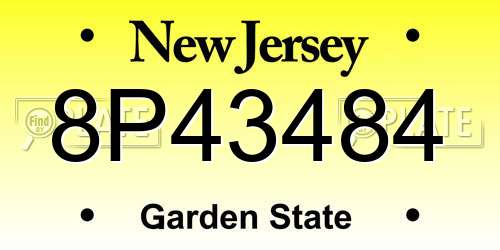 8P43484 New Jersey License Plate
