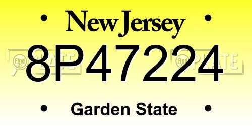 8P47224 New Jersey License Plate