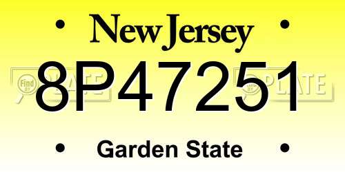 8P47251 New Jersey License Plate