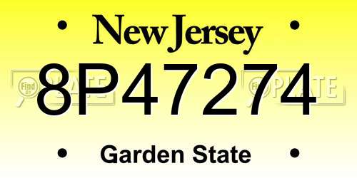 8P47274 New Jersey License Plate