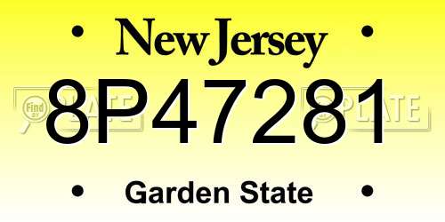 8P47281 New Jersey License Plate