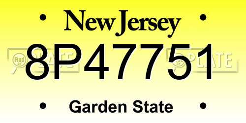 8P47751 New Jersey License Plate