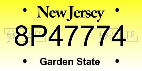 8P47774 New Jersey License Plate