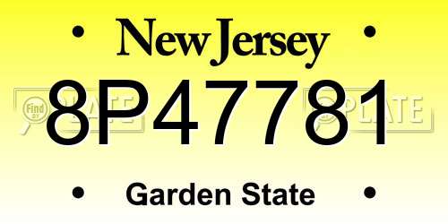 8P47781 New Jersey License Plate