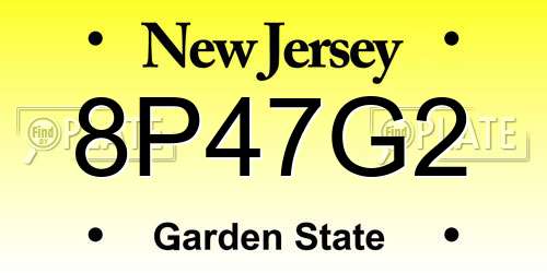 8P47G2 New Jersey License Plate